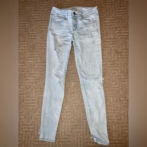 American Eagle Outfitters Light Blue Distressed Skinny Super Stretch Jeggings